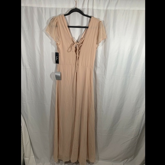 NWT Lulus Lace-Up‎ Back Chiffon Gown in Blush Pink [SZ Medium ] - Picture 6 of 8